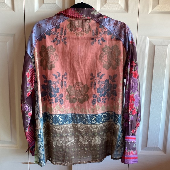 Free People NWT Flower Patch Boho Mixed Print Cotton Button-Up Shirt size XS - Picture 10 of 14